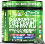 Clean Nutraceuticals Chlorophyll Capsules front view bottle for natural internal deodorant