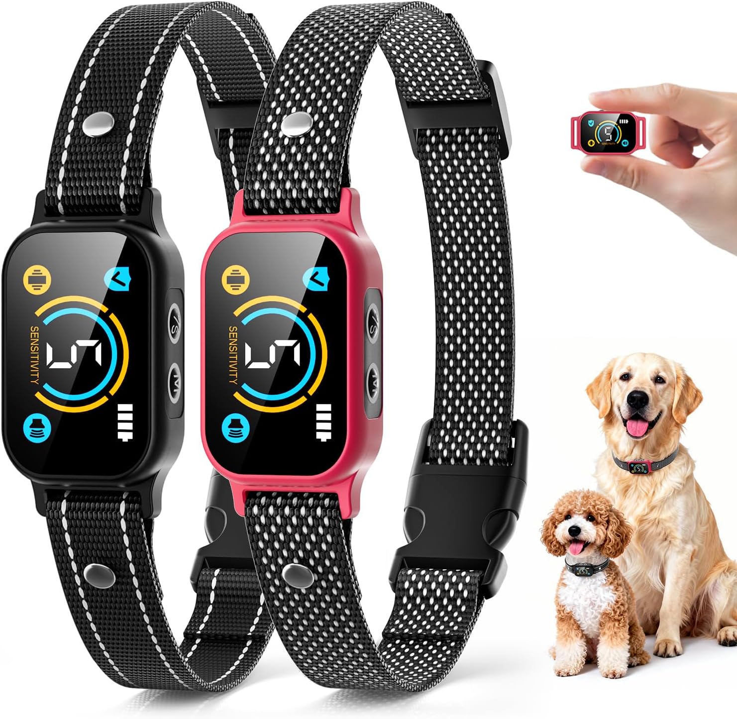 2 Pack Bark Collar, Smart Dog Bark Collar for Large Medium Small Dogs, Rechargeable Ultra-Light Training Collar with Beep Vibration, Anti Barking Device with 5-Level Sensitivity (Black) - Image 10