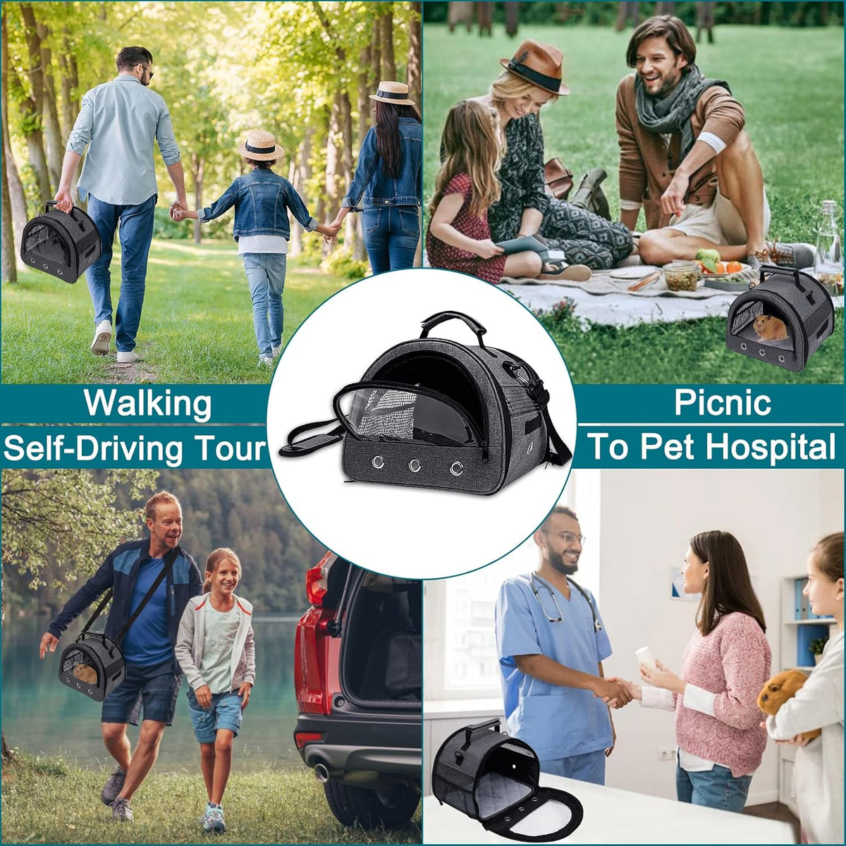 Zhilishu grey travel handbag in use outdoors