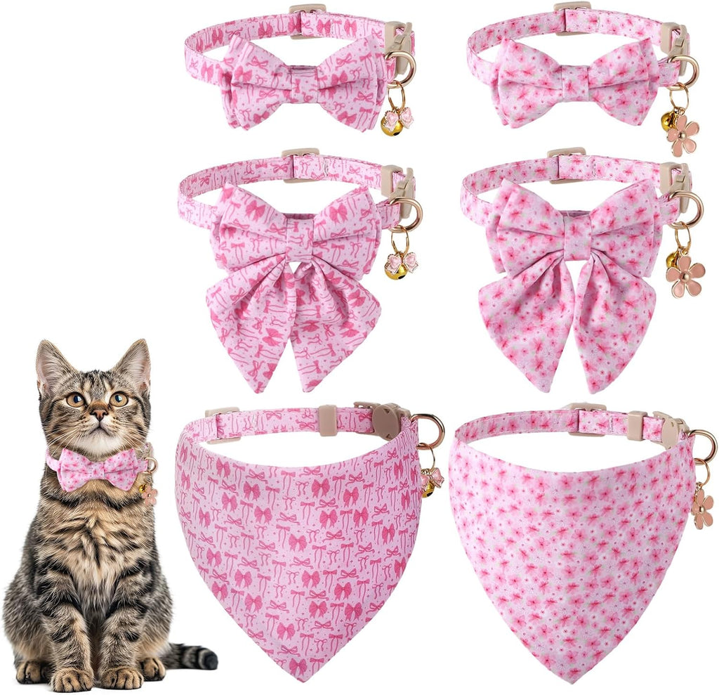 6 PCS Cat Collars with Bow Tie and Bell,Cat Collars Plaid,Breakaway Adjustable Cat Bow Tie Collars,Cute Bow Tie Suitable for Kittens Or Certain Puppies Mixed Colors - Image 10