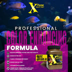 Xtreme Aquatic Foods cichlid pellets container side profile with branding