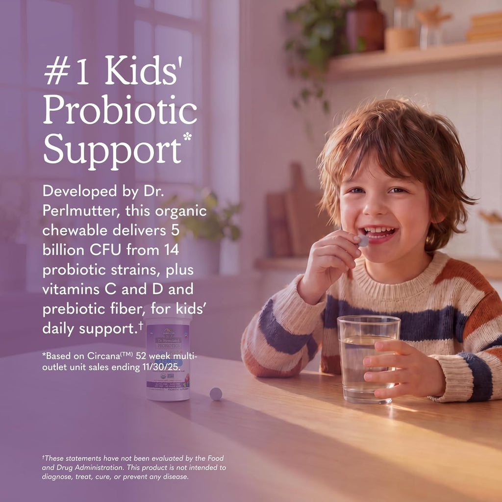 Garden of Life kids probiotic chewable supplement bottle side label details