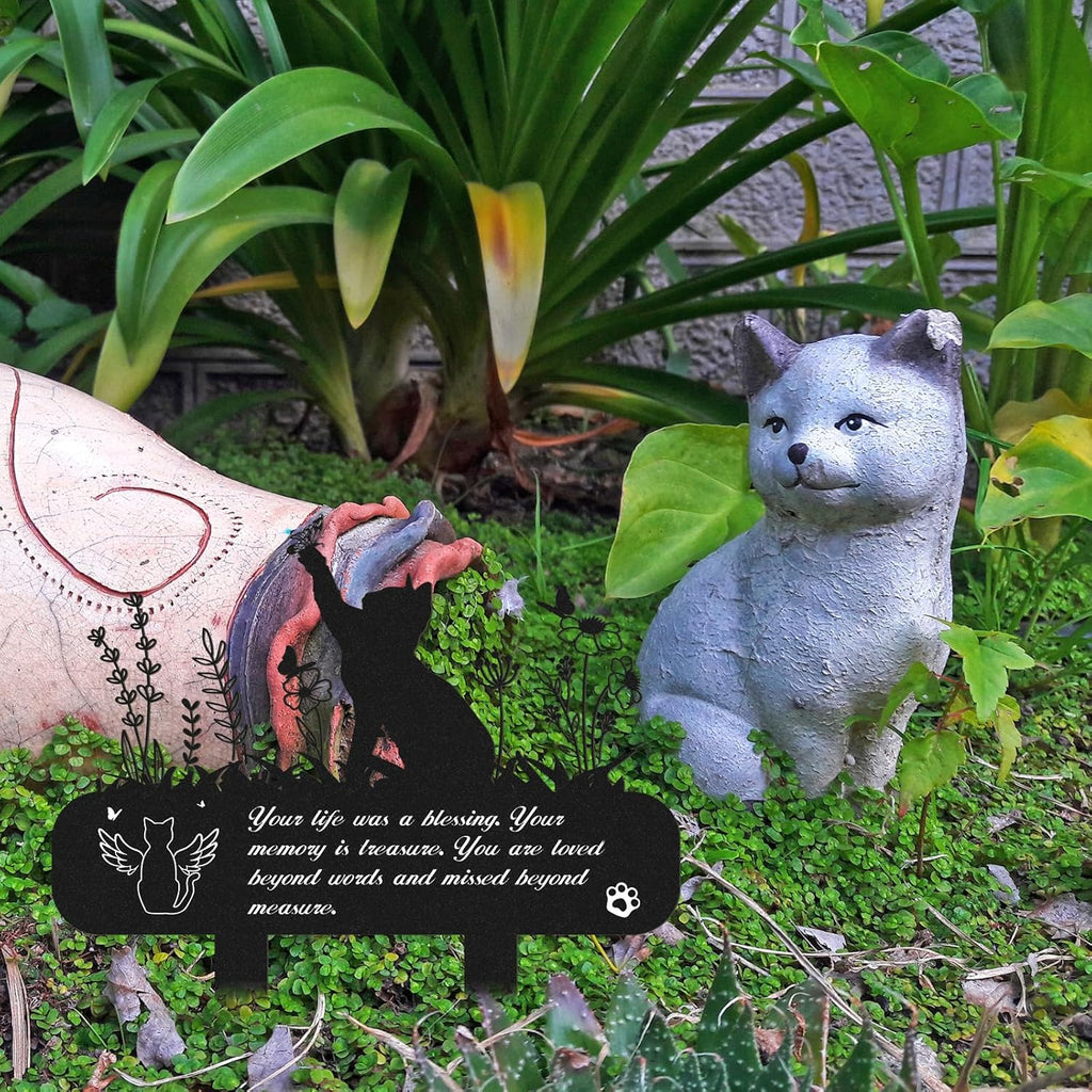 Rngmsi cat cemetery plaque placed underneath a backyard tree as a lasting tribute