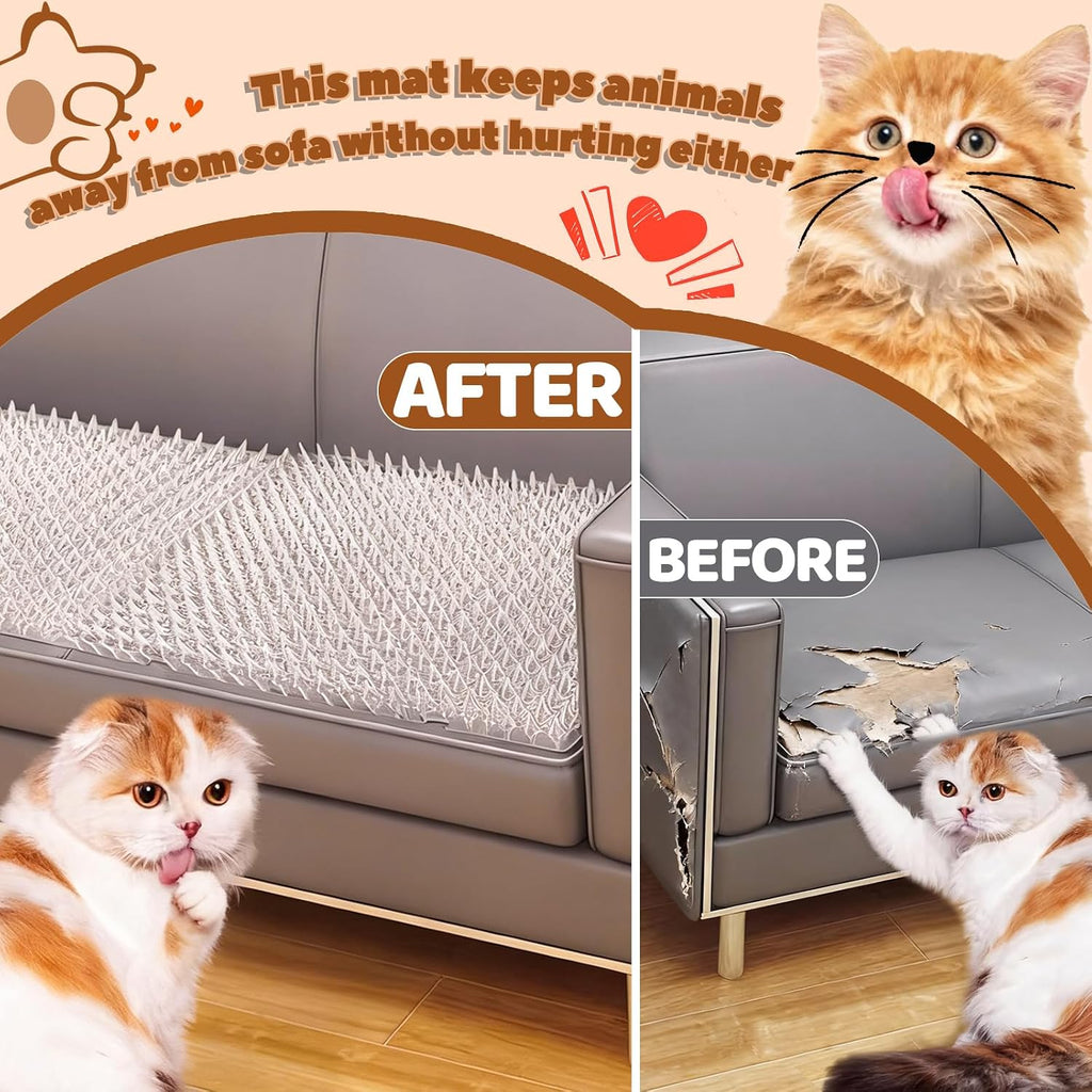 Cat repellent mat placed on a sofa for training