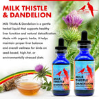 Organic herbal supplement for birds featuring milk thistle and dandelion extract