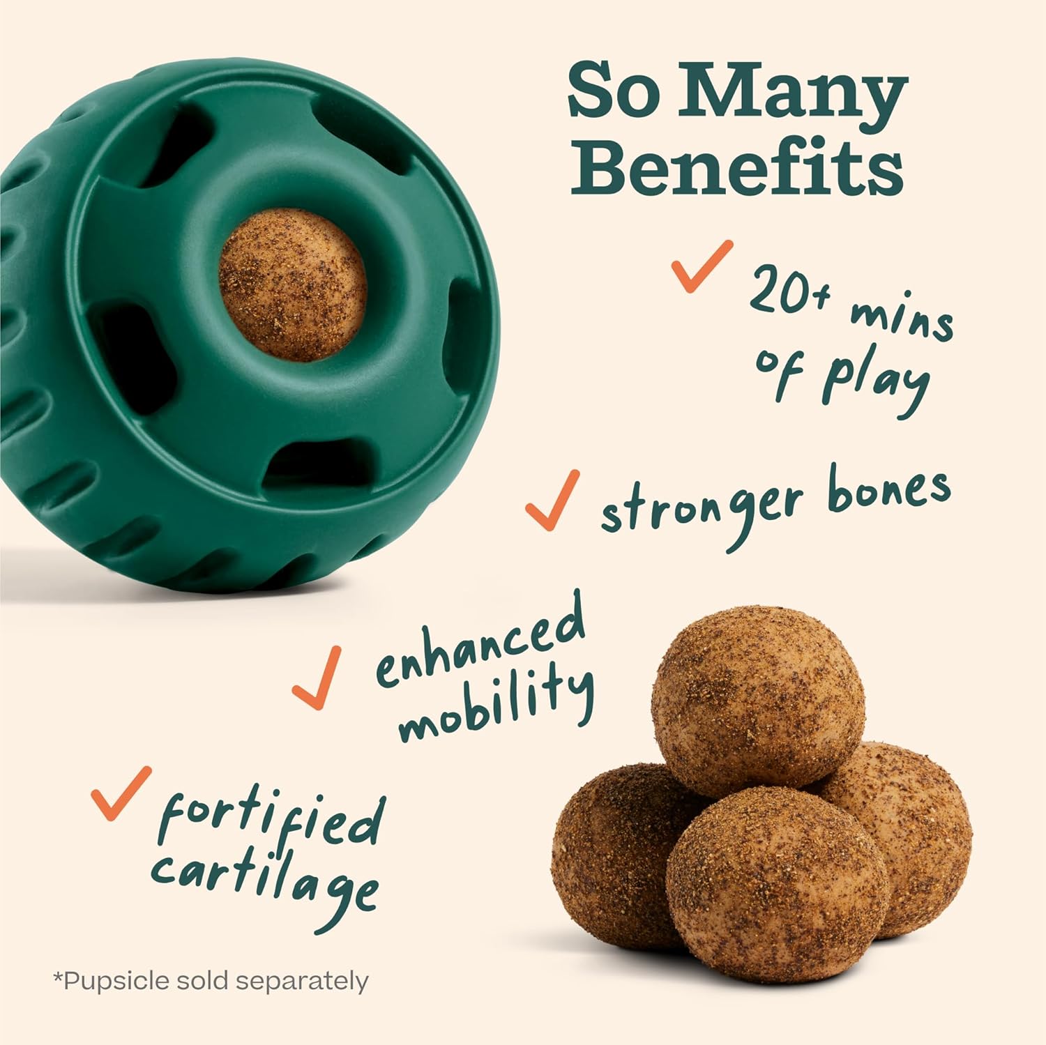 Close up of WOOF Hip and Joint dog supplement pop texture