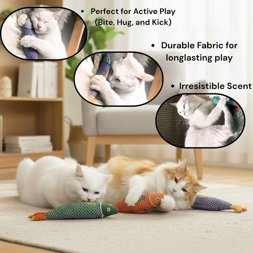 JMTSONS indoor cat enrichment set showcasing plush textures and vibrant colors.