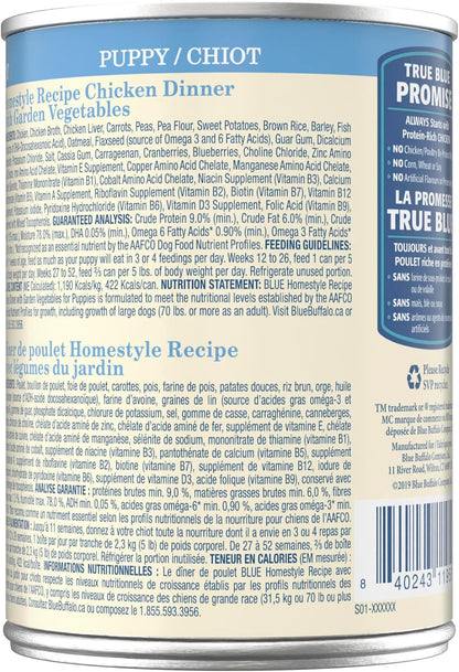 Blue Buffalo natural puppy wet dog food twelve pack packaging