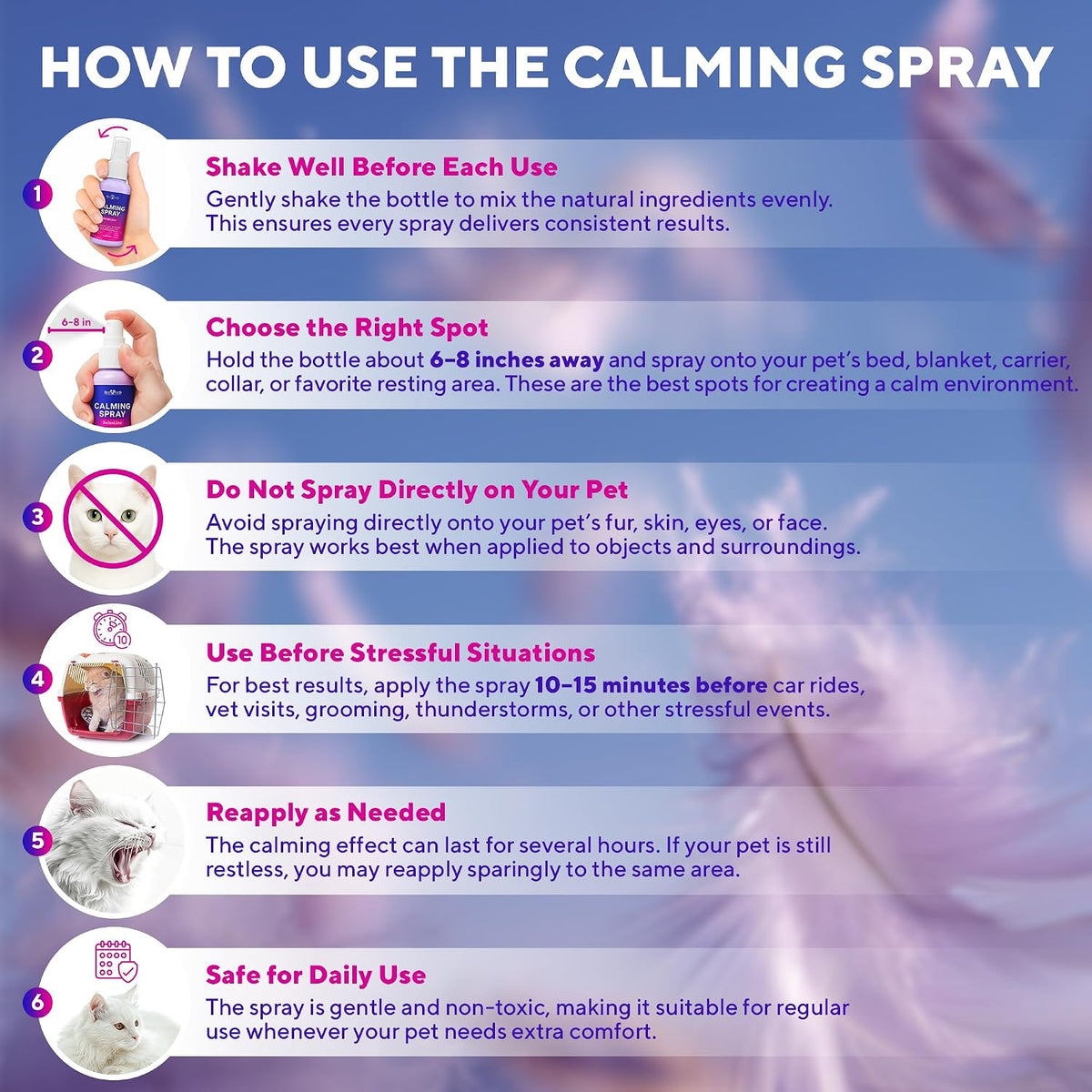 Cat calming spray showing effective results for fireworks and thunder