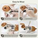 Aiitle plaid small pet harness and leash set beige color size small