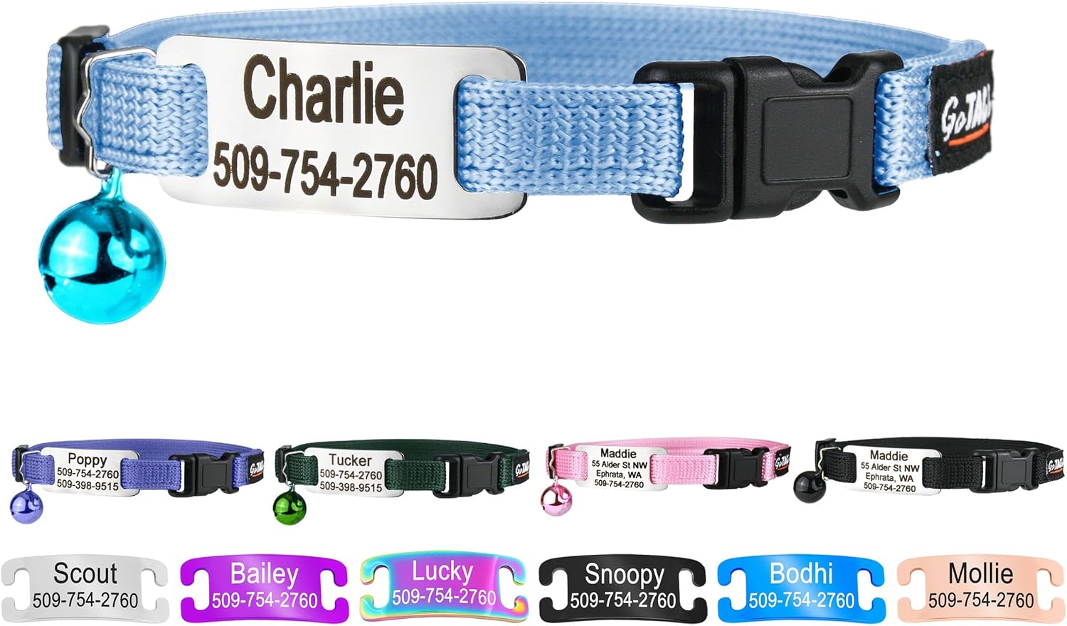 GoTags Personalized Cat Collars with Tag, Engraved Custom Cat Collar with Name and Phone, Breakaway Collar with Safety Buckle and Bell, Adjustable for Cats and Kitten (Pink with Nameplate) - Image 14