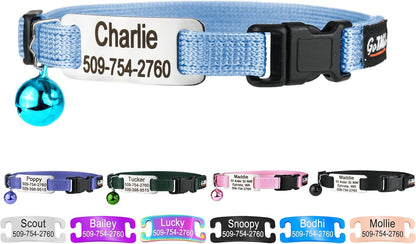 GoTags Personalized Cat Collars with Tag, Engraved Custom Cat Collar with Name and Phone, Breakaway Collar with Safety Buckle and Bell, Adjustable for Cats and Kitten (Pink with Nameplate) - Image 14