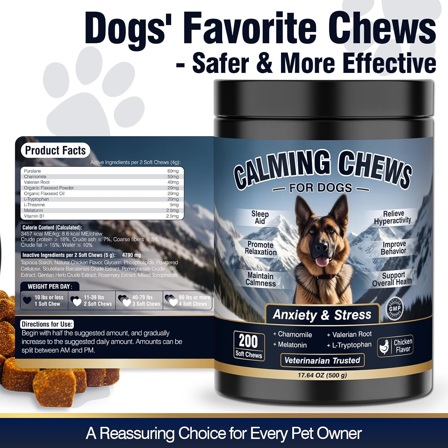 VUN brand calming bites for dogs displayed on a clean background.
