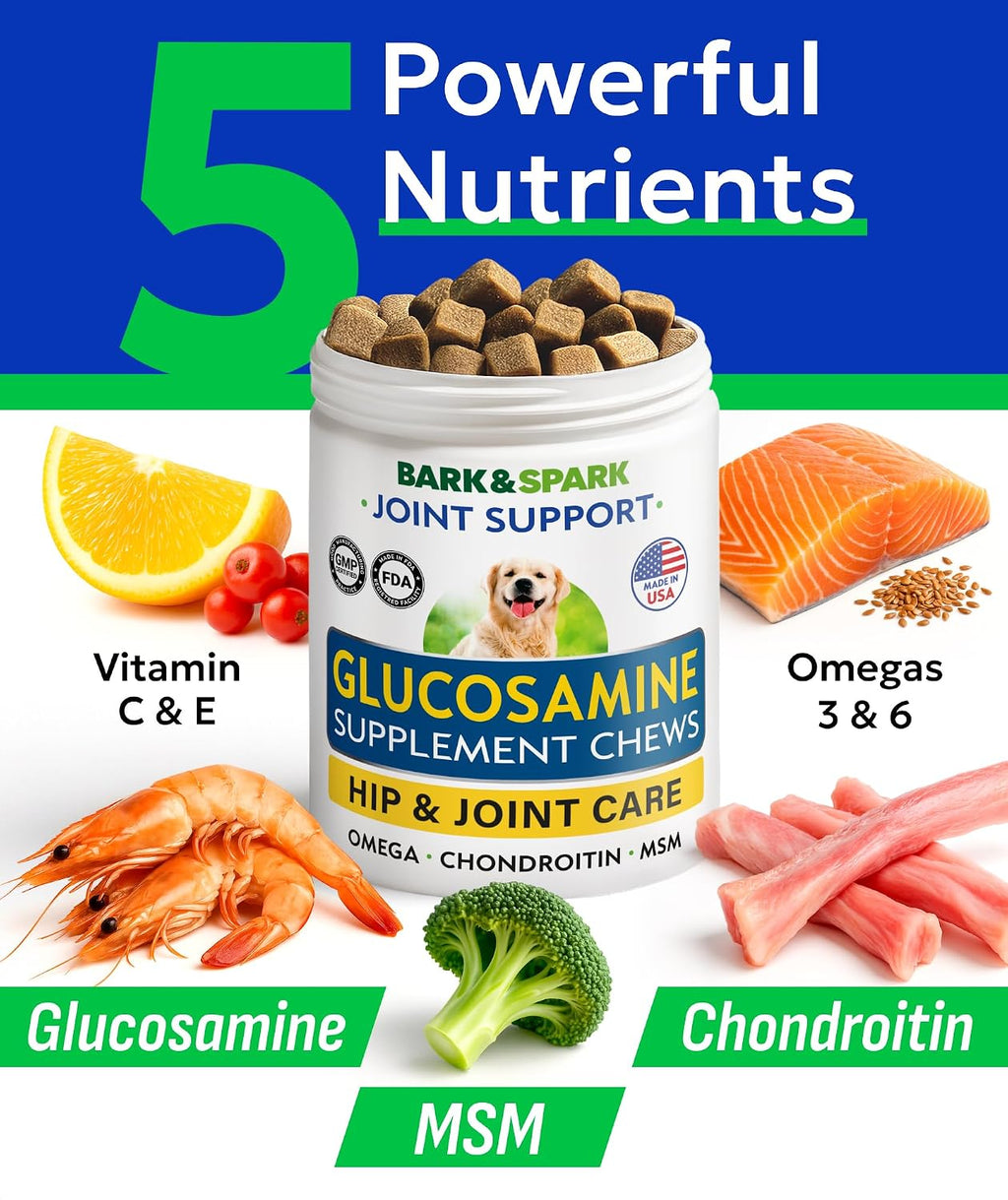 Chicken flavored dog joint relief treats with MSM and omega three fatty acids for senior dogs