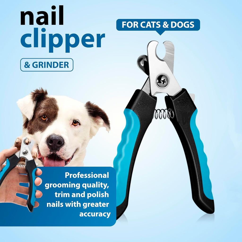 Ergonomic rubberized handle of the Astra Vena pet grooming kit nail clipper tool