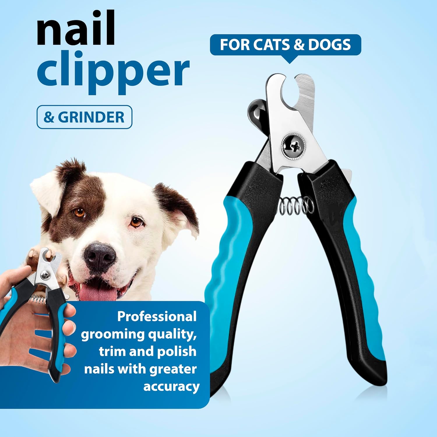 Ergonomic rubberized handle of the Astra Vena pet grooming kit nail clipper tool