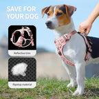 HEELE adjustable dog harness reflective safety strips close up view