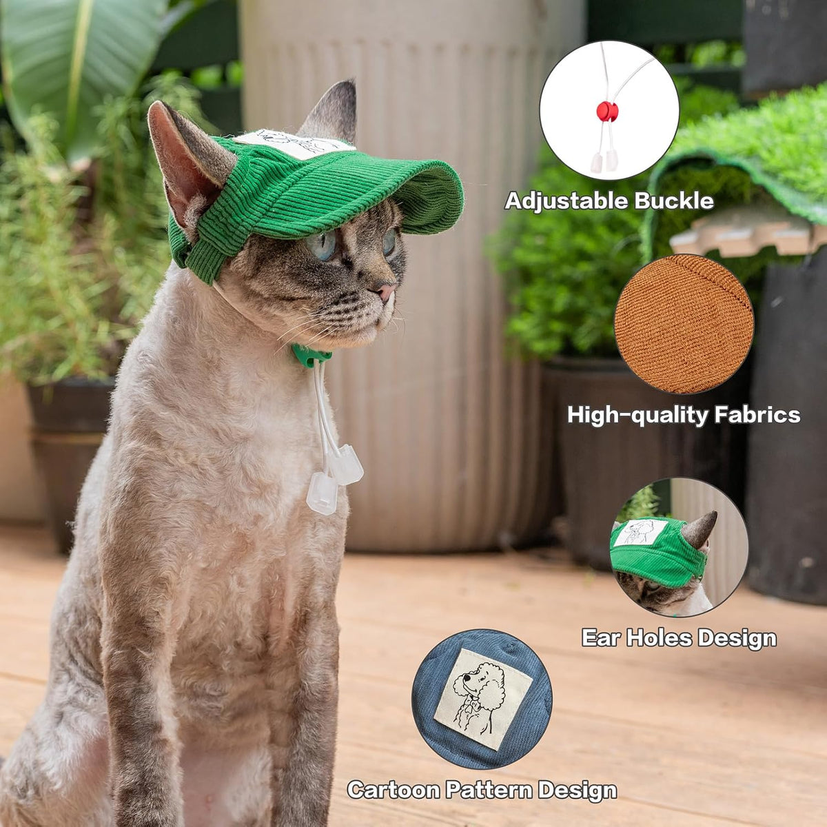 Pet wearing Mianhuatang sun hat outdoors