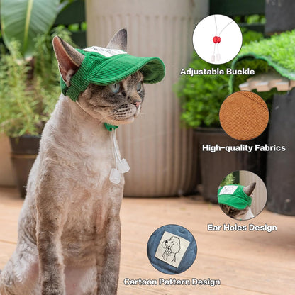 Pet wearing Mianhuatang sun hat outdoors