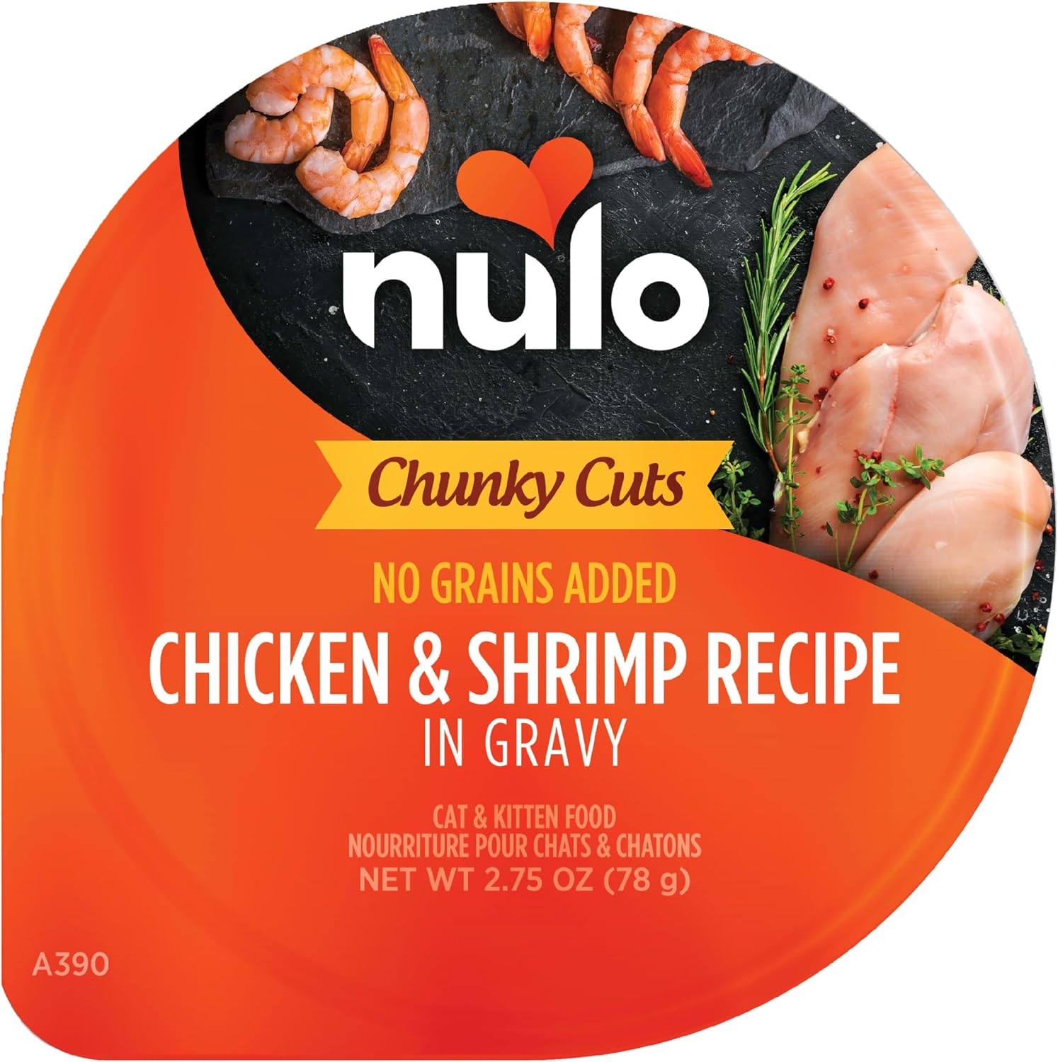 Nulo Chunky Cuts Chicken and Shrimp wet cat food front view
