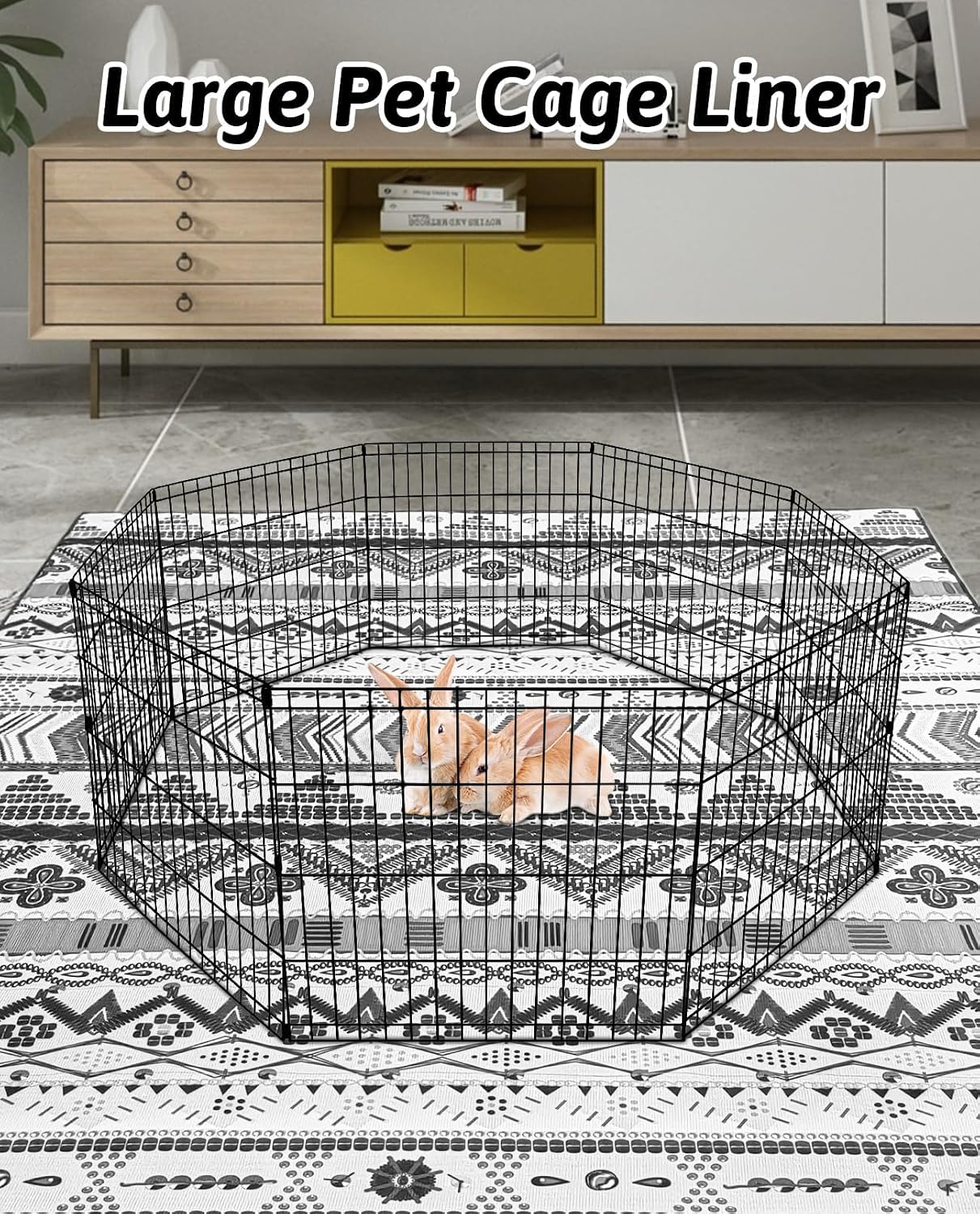 BNOSDM cage liner unfolded on floor for small pet playtime