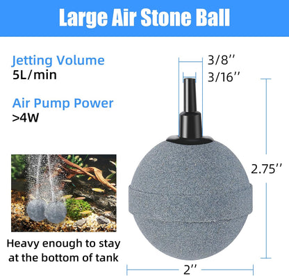 Aquaneat grey bubble ball air stones showing plastic connector outlets close up