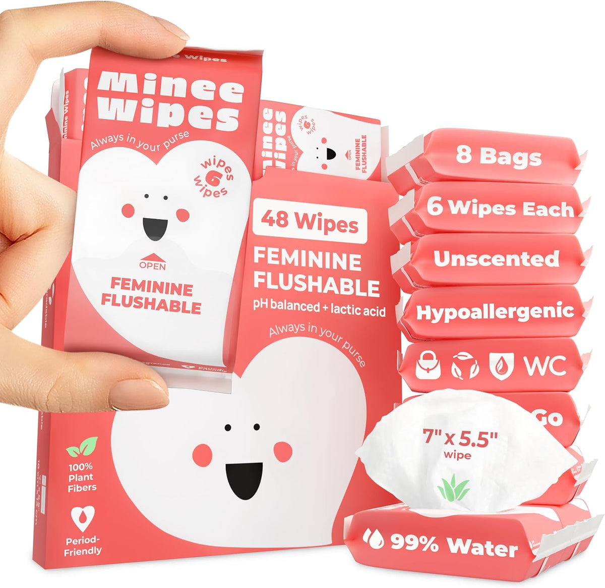 Moonies Travel Feminine Wipes 8 pack front view imported personal care.