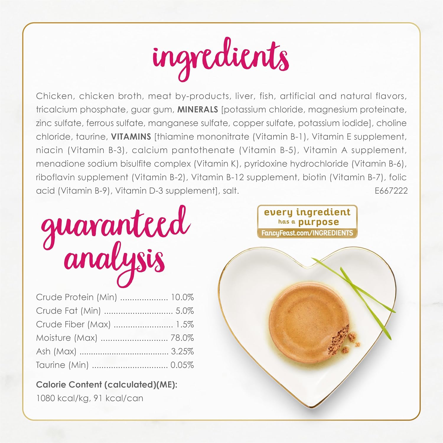 Fancy Feast Chicken Pate Wet Cat Food Nutritional Information