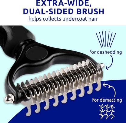 Pat Your Pet dog brush showing 9-teeth dematting side
