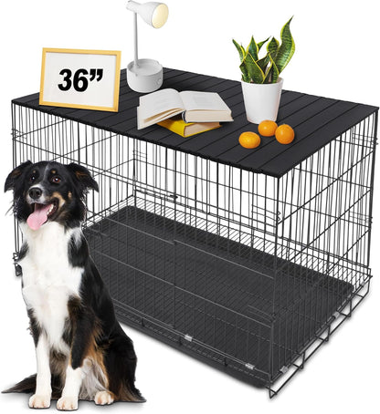 Dog Crate Topper Metal with Magnets for 36 Inch Crate - Aluminum Foldable Dog Kennel Topper Decorative Storage Pet Crate Table Walnut (Only Topper) - Image 12