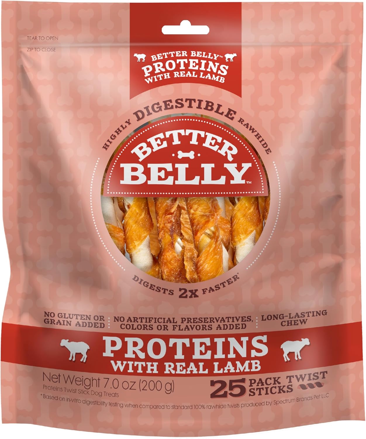 Better Belly digestible rawhide small bones displaying the authentic imported quality seal