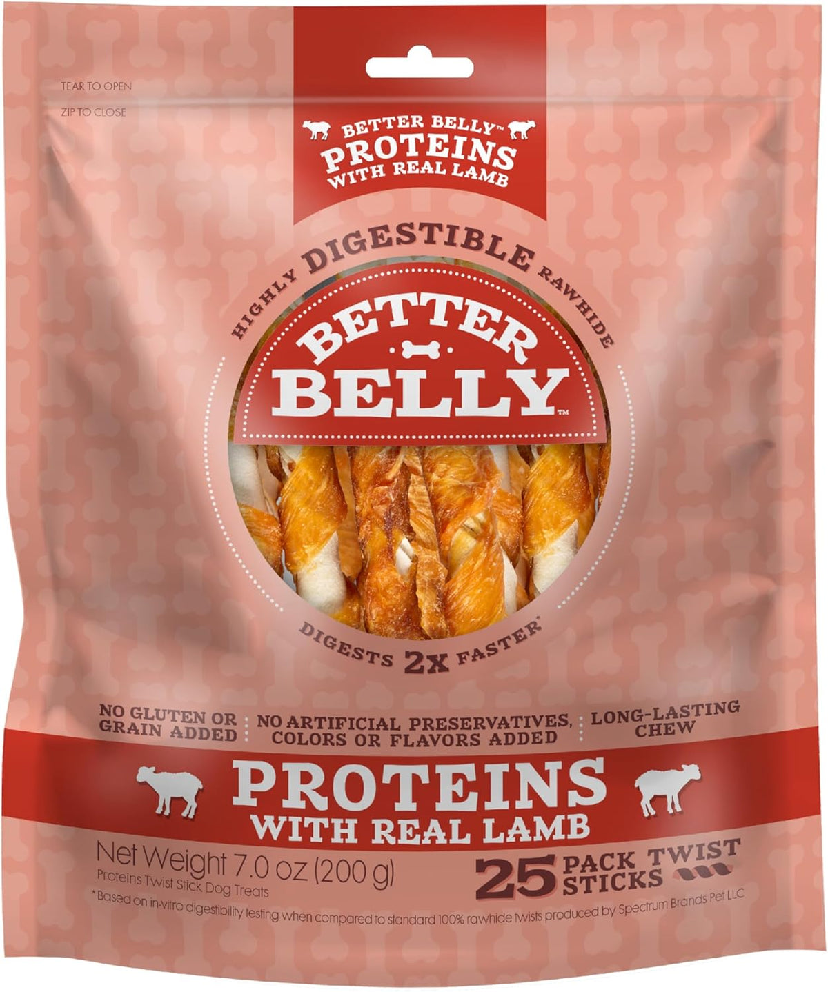Better Belly digestible rawhide small bones displaying the authentic imported quality seal