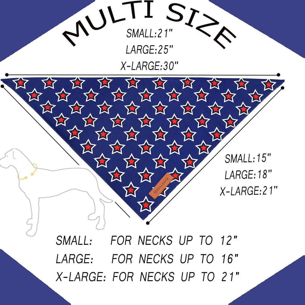 Realeaf reversible pet scarf pack showcasing the two distinct patriotic flag designs.
