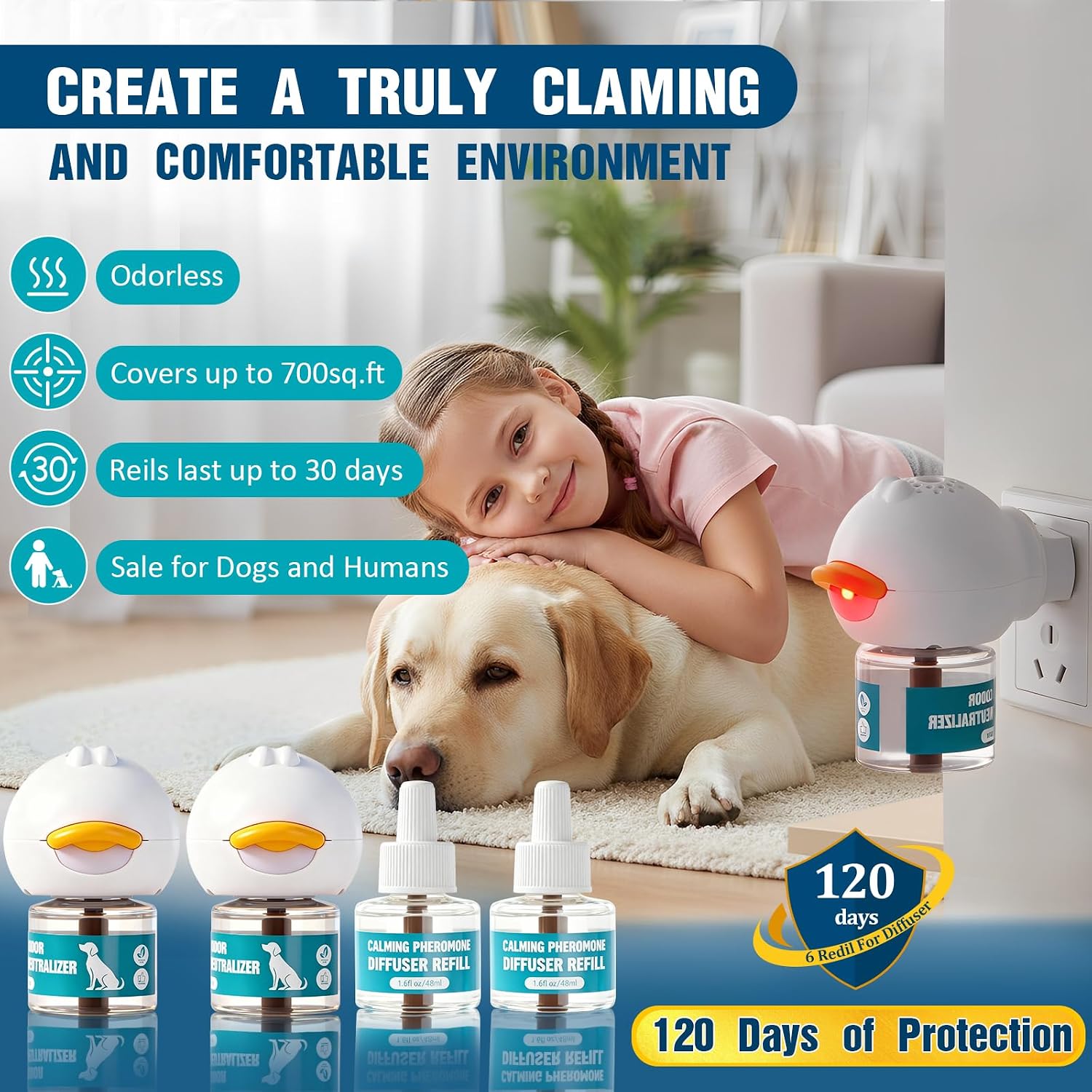 LKXDOV canine appeasing pheromone plug in diffuser device with refill bottle