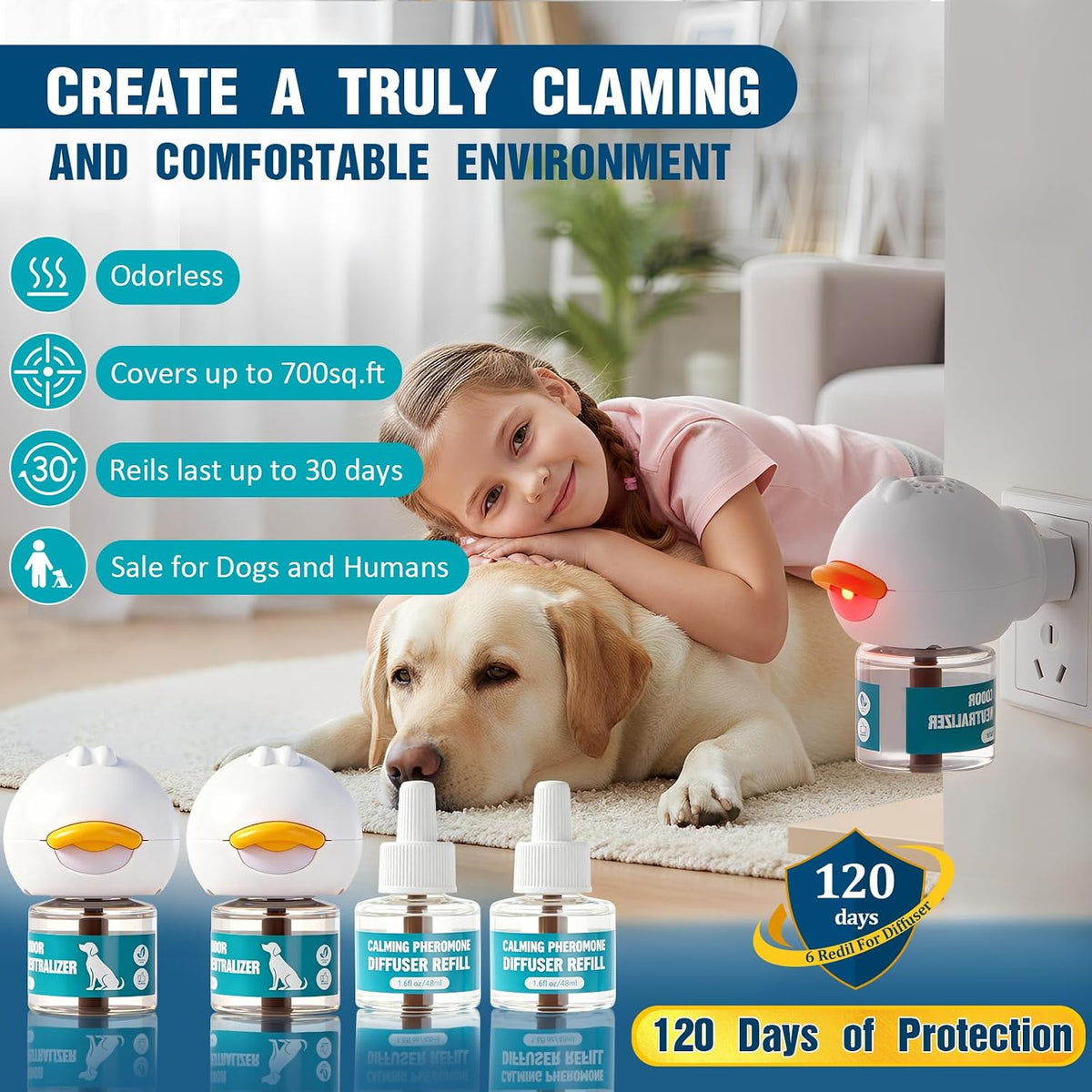 LKXDOV canine appeasing pheromone plug in diffuser device with refill bottle
