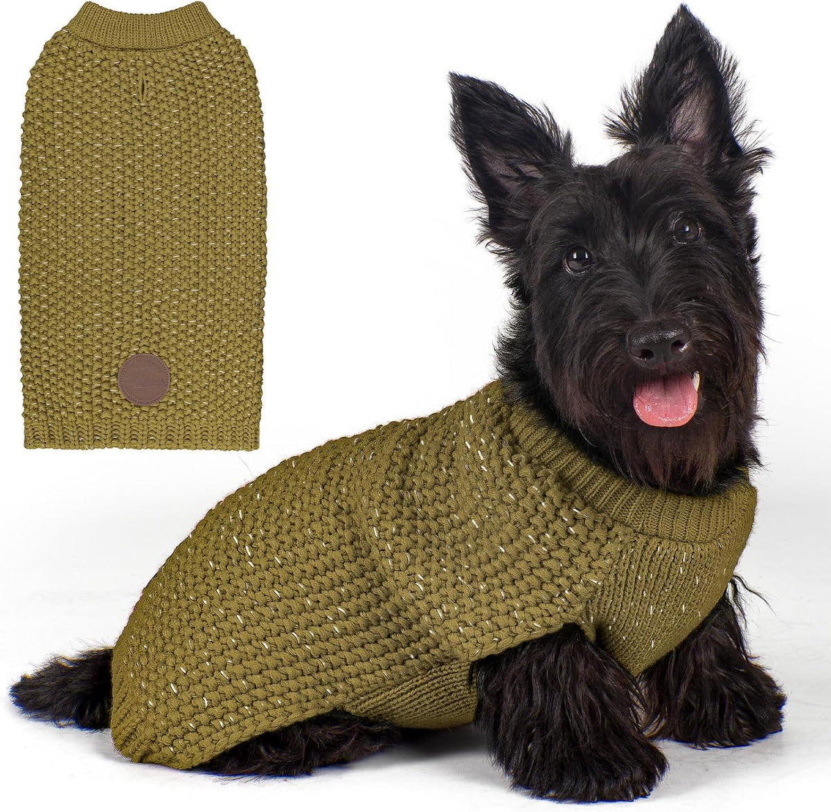 KYEESE Dog Sweater with Leash Hole Comfy Pullover Sweater Medium Size Male with Reflective Yarn Warm Pet Coats Stretchy Cozy Lightweight Thick Knitwear Dog Clothes,Grey, X-Large - Image 15