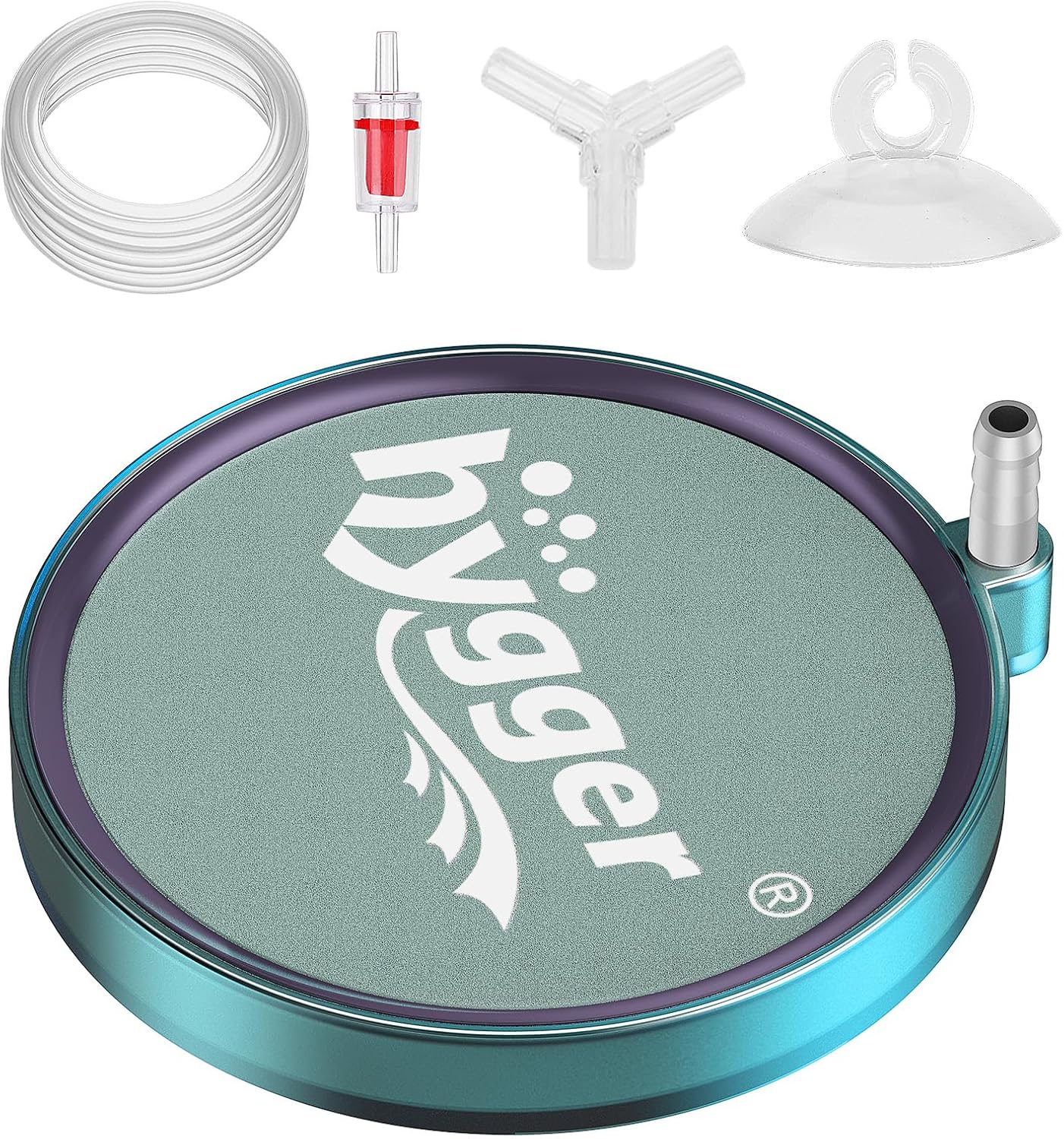 Hygger aquarium air stone 3 inch front view showing circular disc bubbler