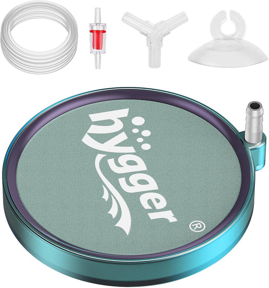 Hygger aquarium air stone 3 inch front view showing circular disc bubbler