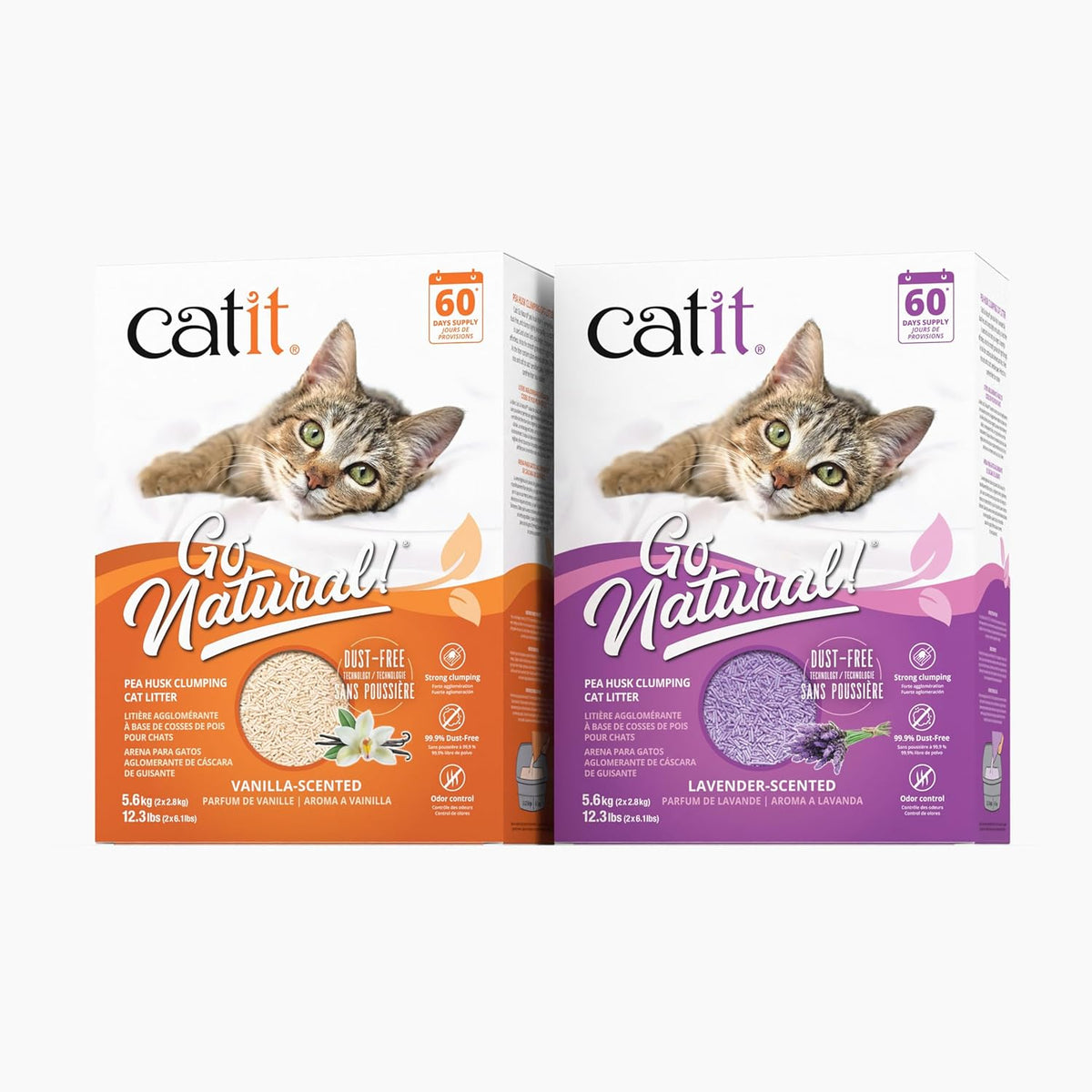 Catit natural vanilla scented cat litter bag side profile