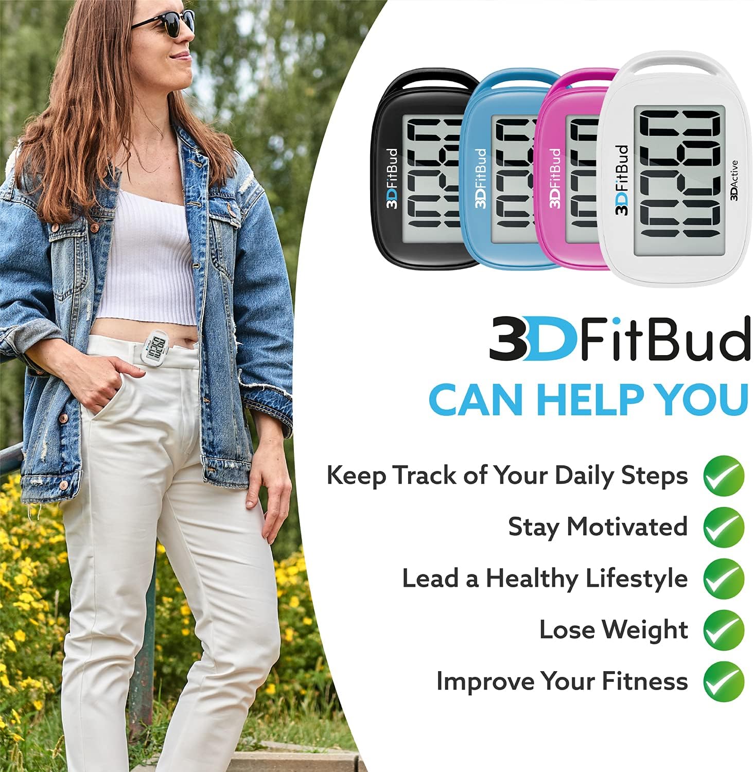 3DFitBud simple step counter model A420S displaying the compact portable design.