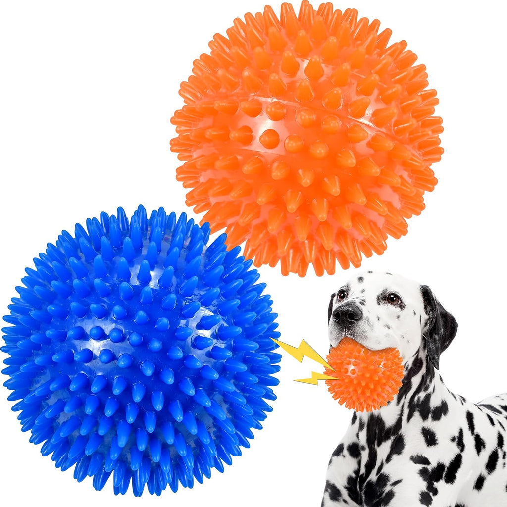 Dog Balls 4.5" Squeaky Dog Toys Spikey Ball for Aggressive Chewers Heavy Duty Teething Large Medium Durable Dogs Balls (4 Pack) - Image 9
