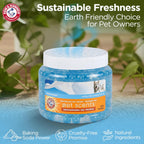 Baking soda infused deodorizing gel pearls for cat and dog smells