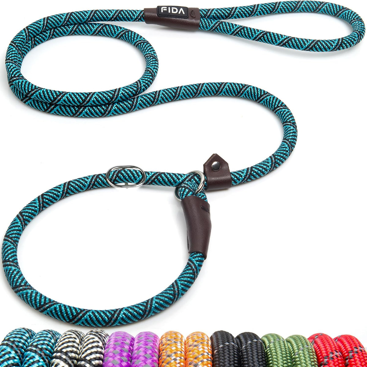 Fida Durable Slip Lead Dog Leash, 6 FT x 1/2" Heavy Duty Dog Loop Leashes, Comfortable Strong Rope Slip Leash for Large Medium Dogs, No Pull Pet Training Lead with Highly Reflective(1/2", Black) - Image 13