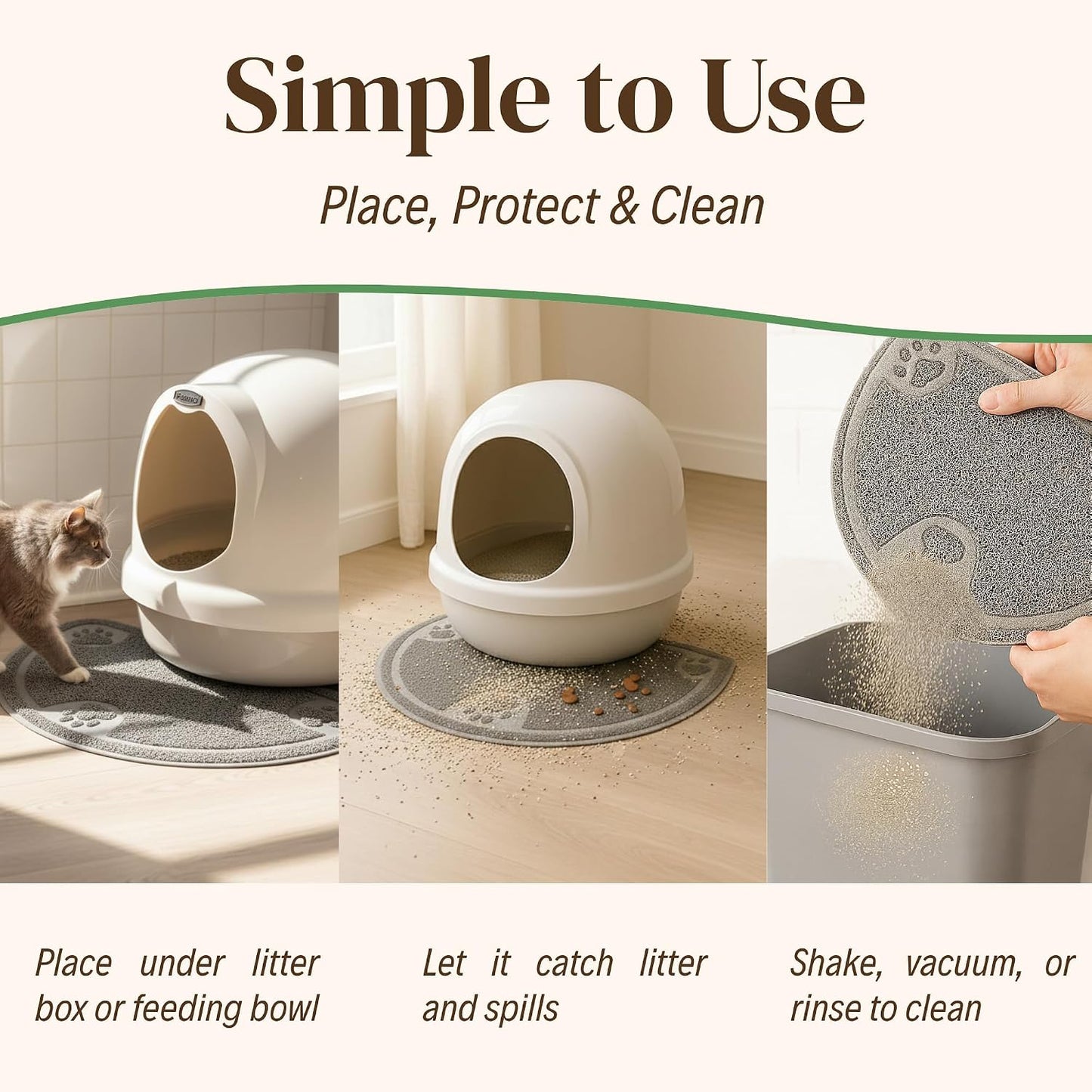 Evelots urine proof pet feeding mat under cat food and water bowls protecting hardwood floors