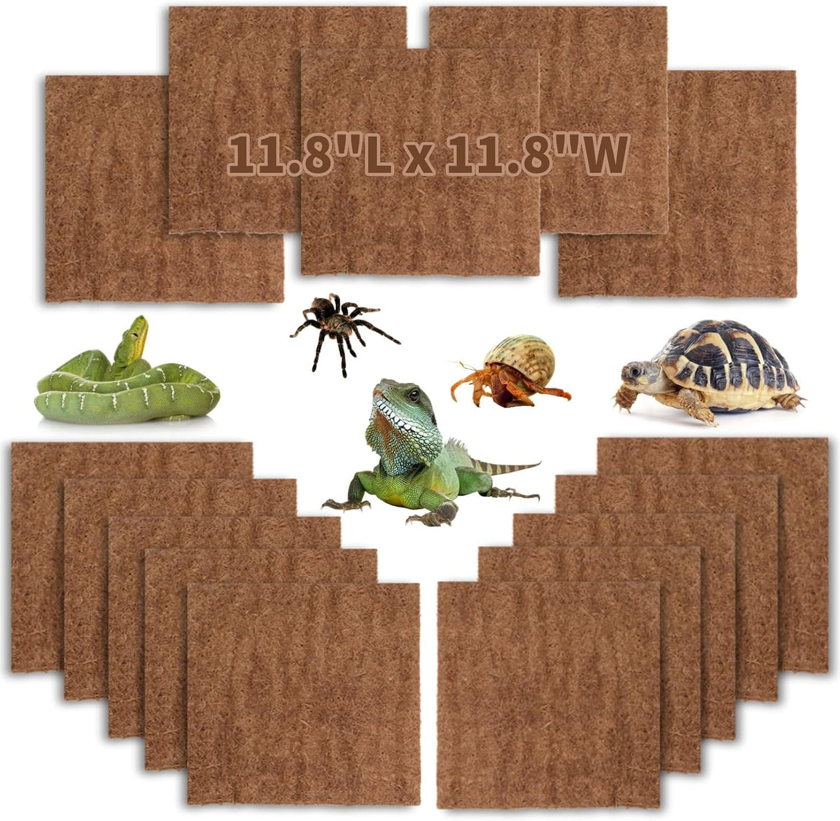 Hamiledyi Reptile Carpet Natural Coconut Fiber Tortoise Carpet Mat for Pet Terrarium Liner Reptile Supplies for Lizard Snake Chamelon Turtle Bedding Bunny Rabbit Mat (4 Pcs) - Image 10