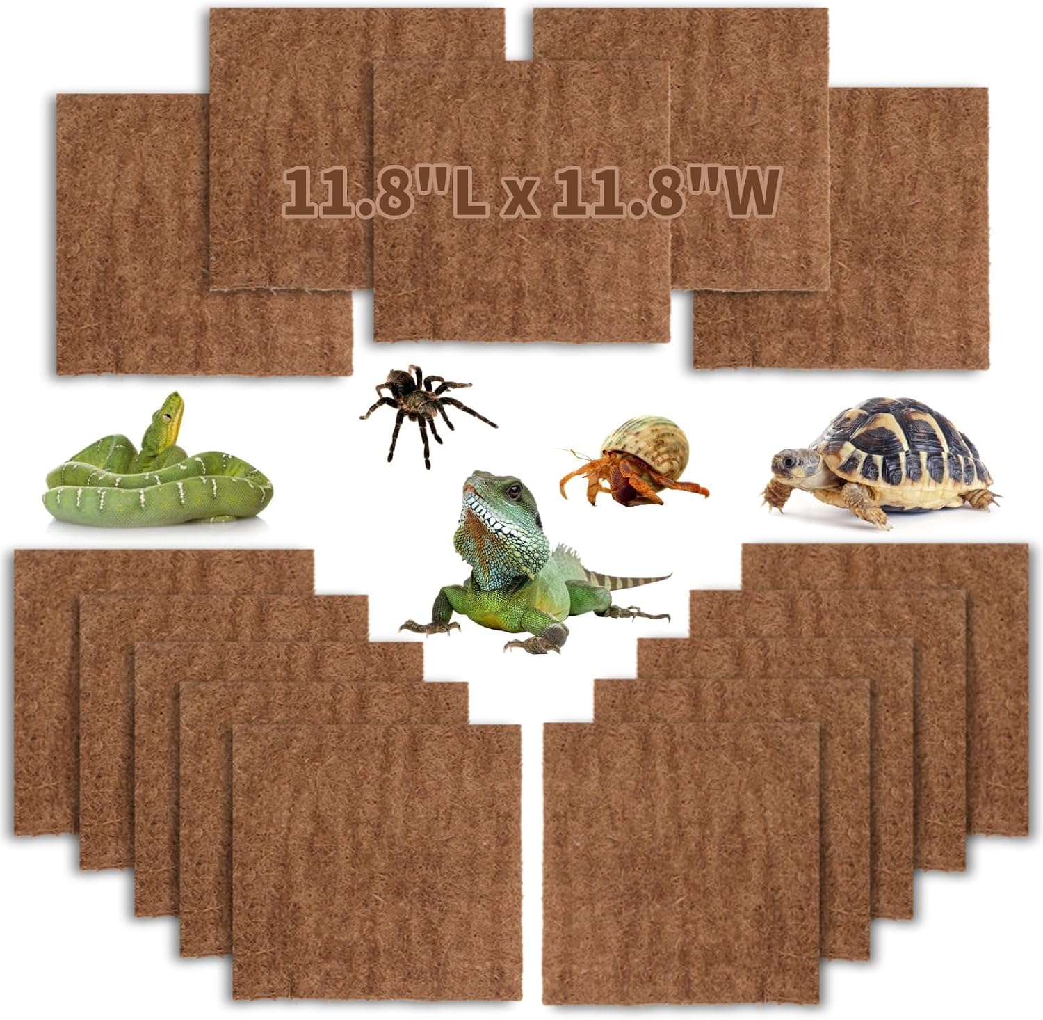 Hamiledyi Reptile Carpet Natural Coconut Fiber Tortoise Carpet Mat for Pet Terrarium Liner Reptile Supplies for Lizard Snake Chameleon Turtle Bedding Bunny Rabbit Mat (2 x Sheets) - Image 11