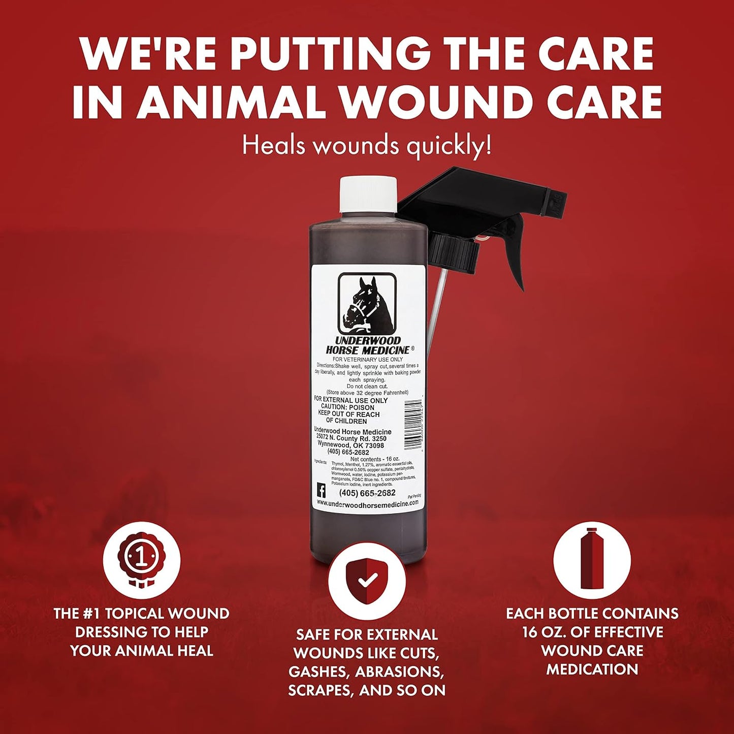 Underwood Horse Medicine spray bottle with trigger attachment