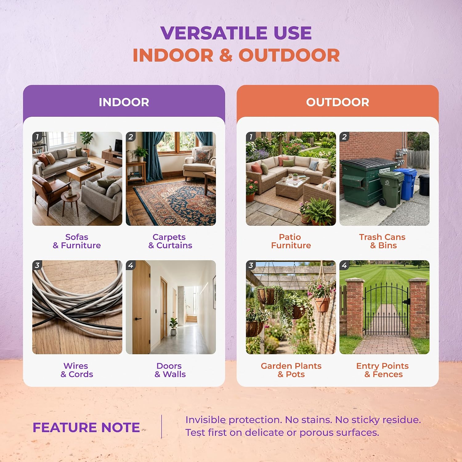 Natural plant-based cat deterrent spray label details
