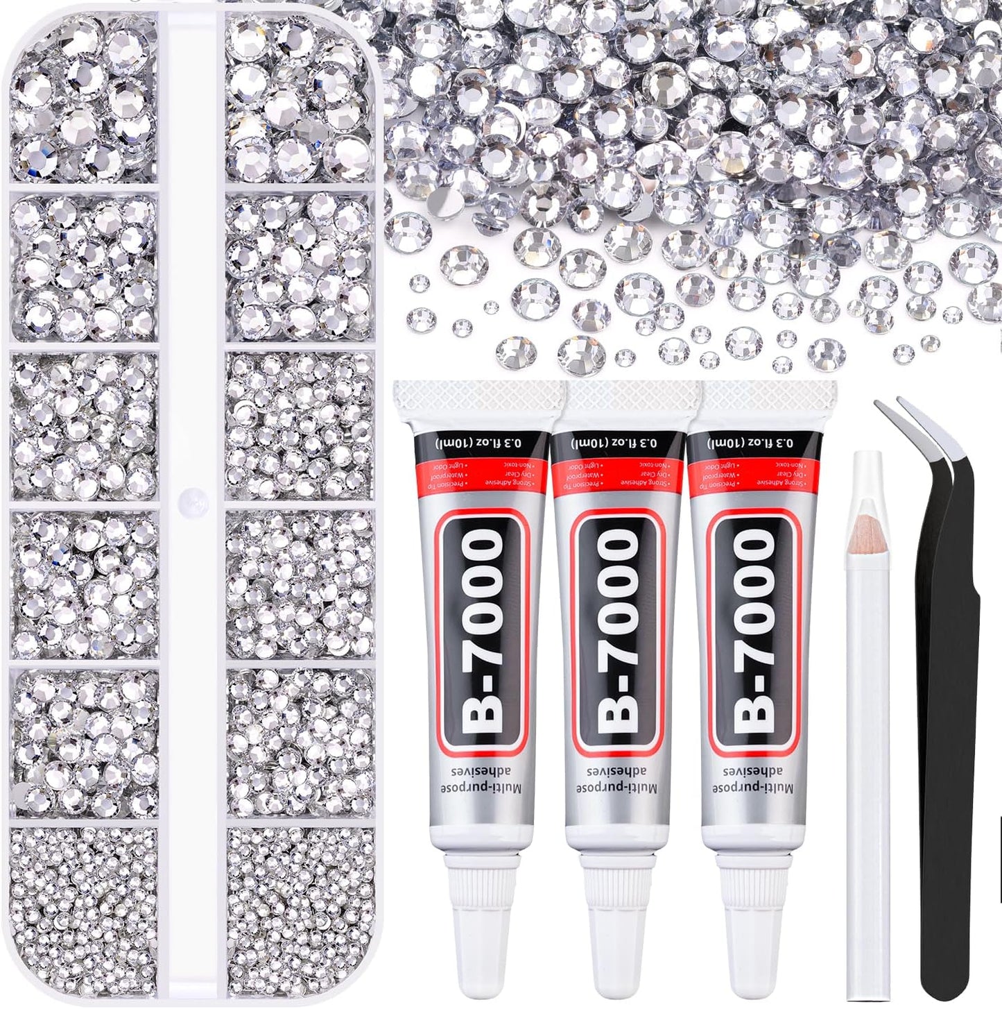 Qiipii resin rhinestones and B7000 glue kit front view