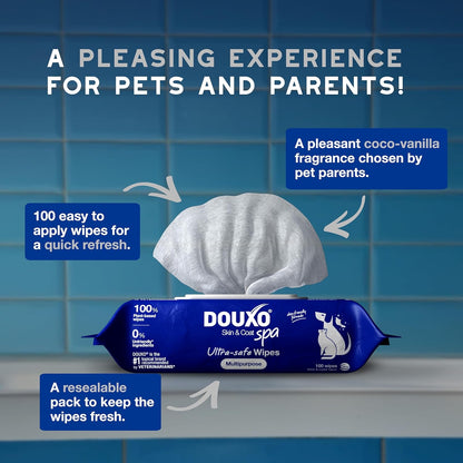 Close up of Douxo skin and coat spa wipes cap mechanism